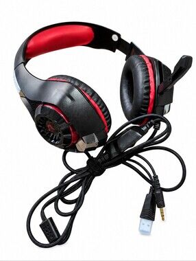 Beexcellent GM-1 Wired Gaming Headset with Mic LED USB 3.5mm PC PS4 Xbox Black/R